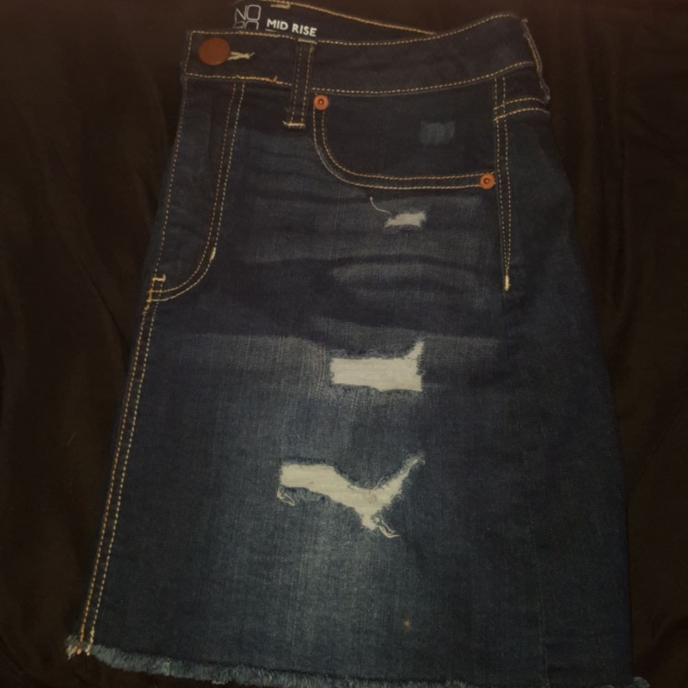 Ripped Blue jean skirt